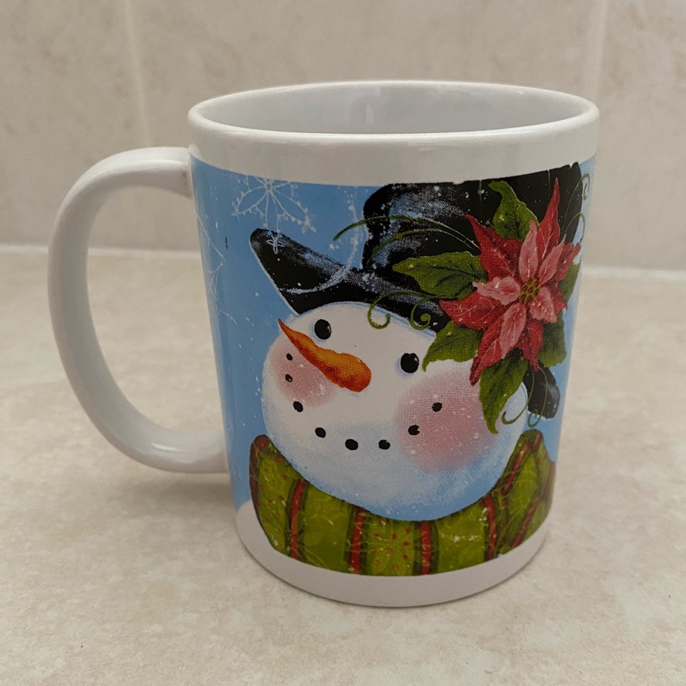 10oz White Mug w. Snowman - Great Gift Idea!